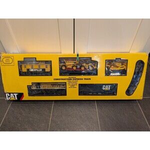 CAT Equipment Motorized Construction Express Train Set Battery Operated w Tracks